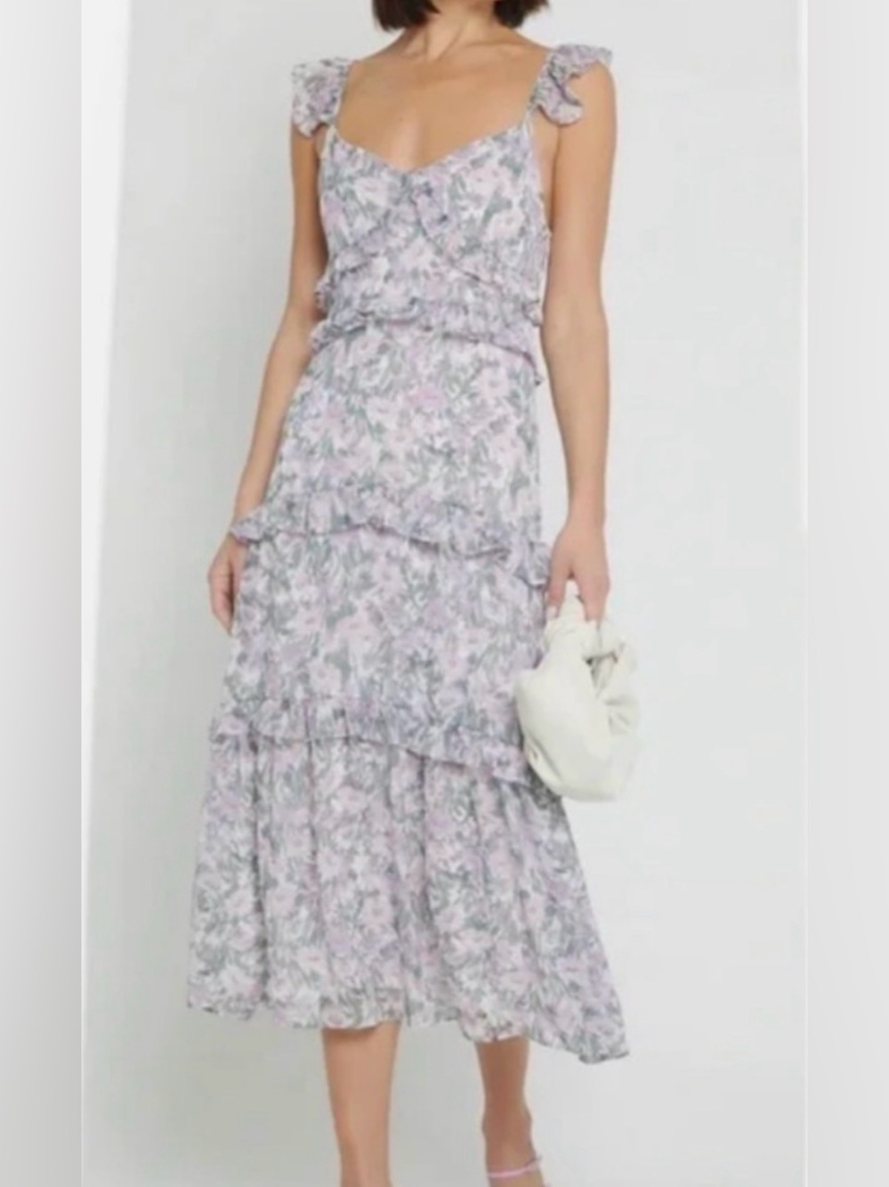 O.P.T. Floral Tiered Midi Dress Size Small Feminine